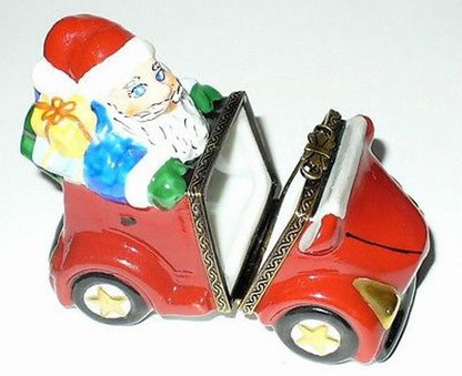 LIMOGES BOX - CHRISTMAS - SANTA CLAUS & "JOLLY JALOPY" CAR - CHRISTOPHER RADKO ~ MIB