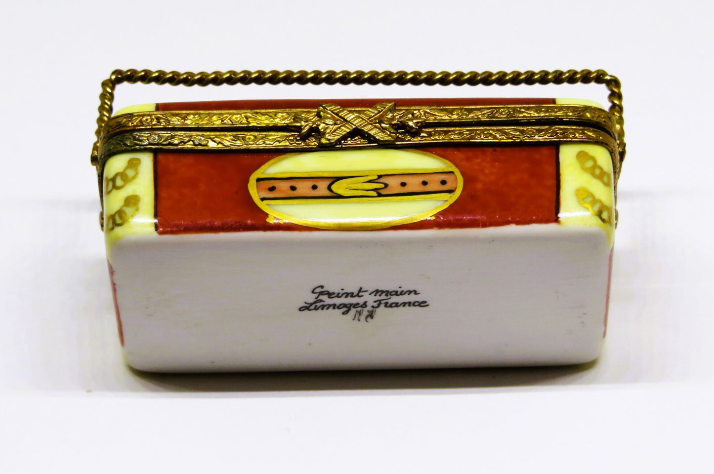 LIMOGES FRANCE BOX - SHOE BOX & DISPLAY RACK & PAIR OF MEN'S SHOES - SHOE HORN