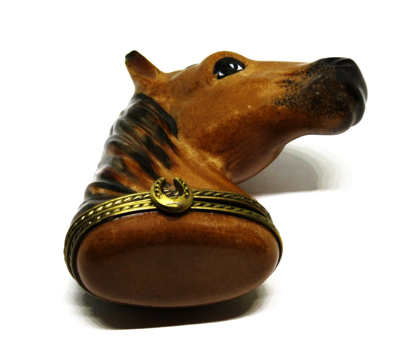 LIMOGES FRANCE BOX - CHAMART - HORSE'S HEAD BUST - EQUESTRIAN - HORSESHOE CLASP