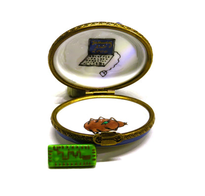 LIMOGES FRANCE BOX - PARRY-VIEILLE - Y2K BUG & COMPUTER CHIP - YEAR 2000 - RARE!