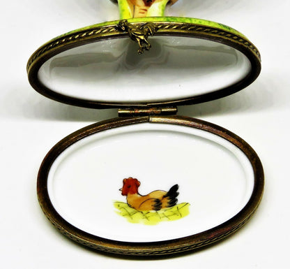 LIMOGES FRANCE BOX - LIMOGES IMPORTS - ROOSTER - CHICKEN ON NEST INSIDE - FOWL