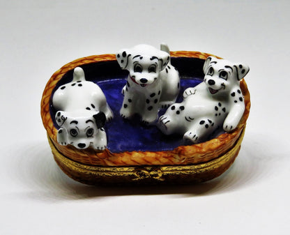 LIMOGES FRANCE BOX- ARTORIA - "101 DALMATIANS" - WALT DISNEY - DOGS - PUPPY - LE