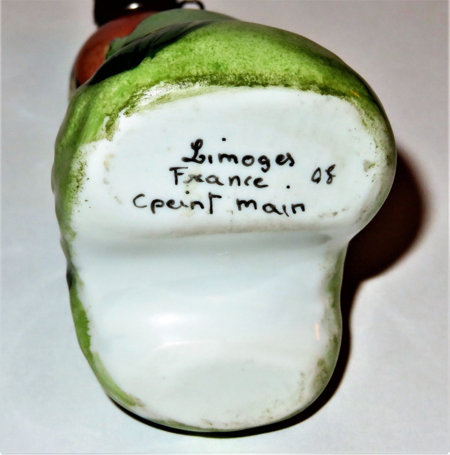 LIMOGES FRANCE BOX - VINTAGE MACAW PARROT PERFUME BOTTLE & CHAIN COLLAR - BIRDS