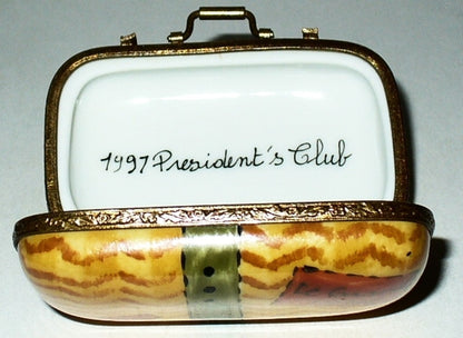 LIMOGES FRANCE BOX - "LE GRAND HOTEL" SUITCASE & TRAVEL STICKERS - PARIS - LE