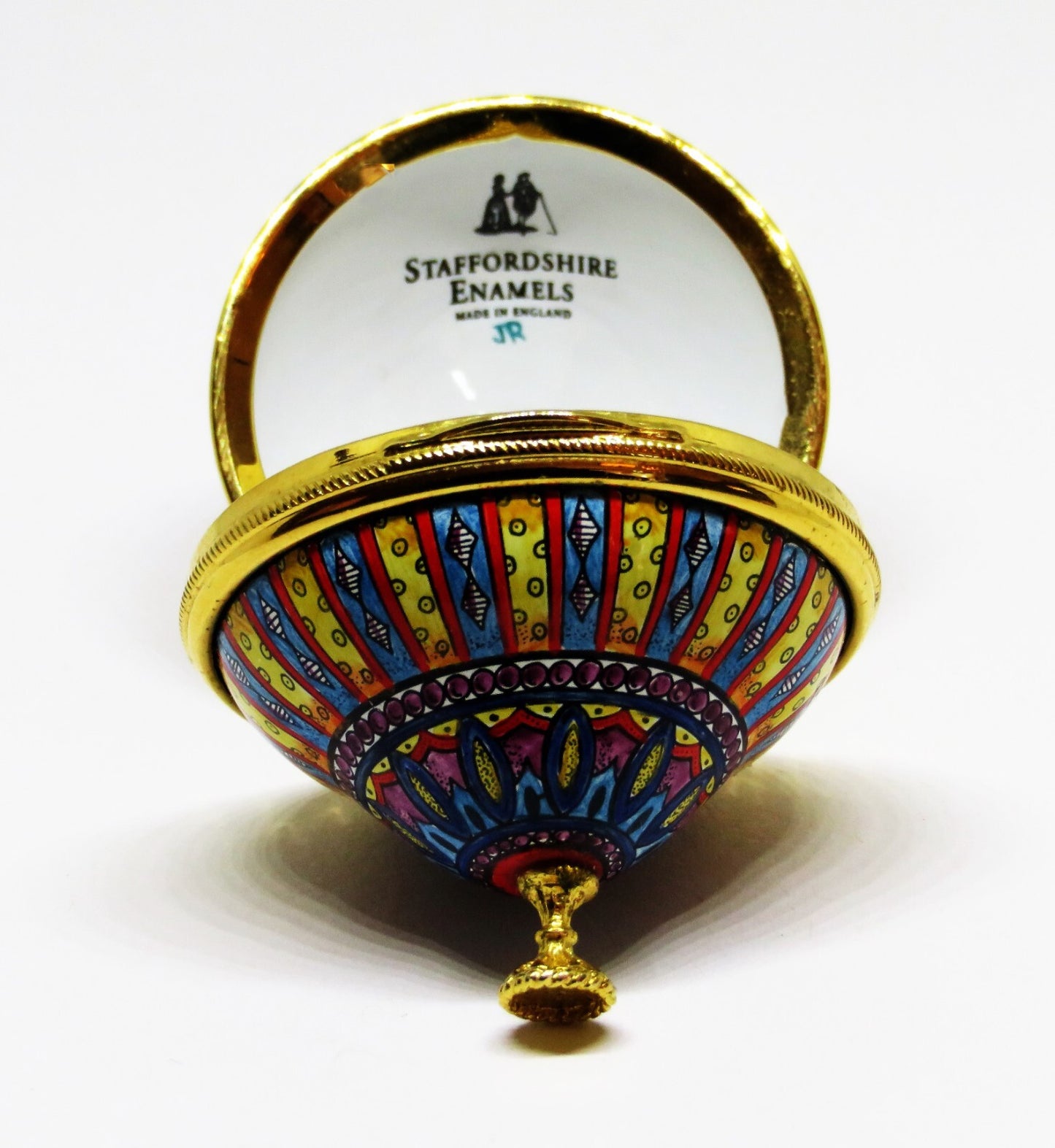 STAFFORDSHIRE ENAMELS BOX - SPINNING TOP -CHILD'S TOY- KALEIDOSCOPE DESIGN - MIB