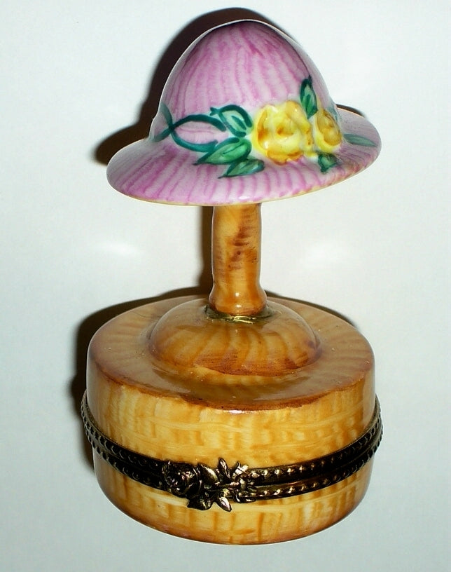 LIMOGES FRANCE BOX ~ ROCHARD ~HAT STAND MANNEQUIN & SUMMER BONNET & FLOWERS~ MIB