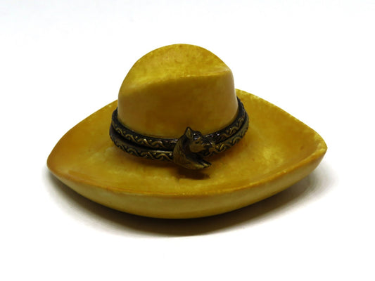 LIMOGES FRANCE BOX - WESTERN COWBOY HAT - TEXAS - HORSE'S HEAD CLASP