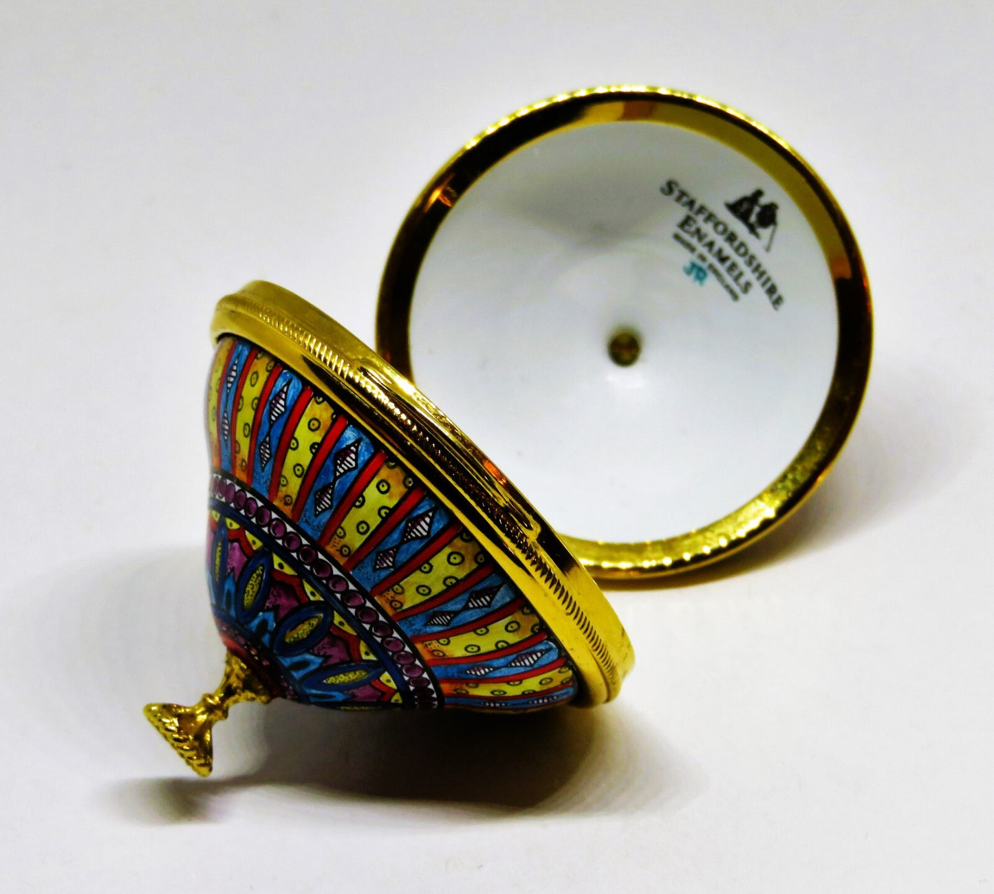 STAFFORDSHIRE ENAMELS BOX - SPINNING TOP -CHILD'S TOY- KALEIDOSCOPE DESIGN - MIB
