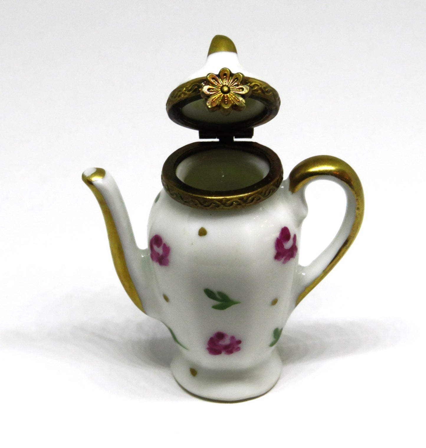 LIMOGES FRANCE BOX ~ FLORAL COFFEE POT ~ FLOWERS ~ RED ROSES ~ TEA POT ~ TEAPOT