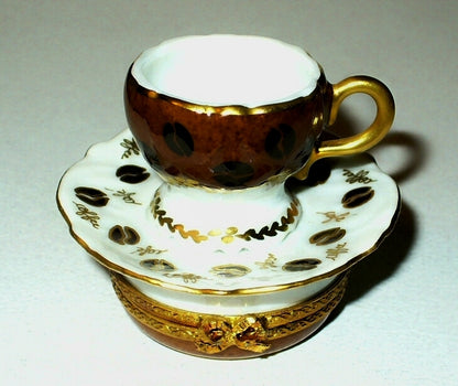LIMOGES FRANCE BOX ~ COFFEE CUP & SAUCER ~ CAFE ~ BEANS ~ COFFEE POT INSIDE