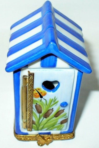 LIMOGES FRANCE BOX ~ SEAL IN A DOUBLE HINGED BEACH HOUSE ~ CABANA ~ PEINT MAIN