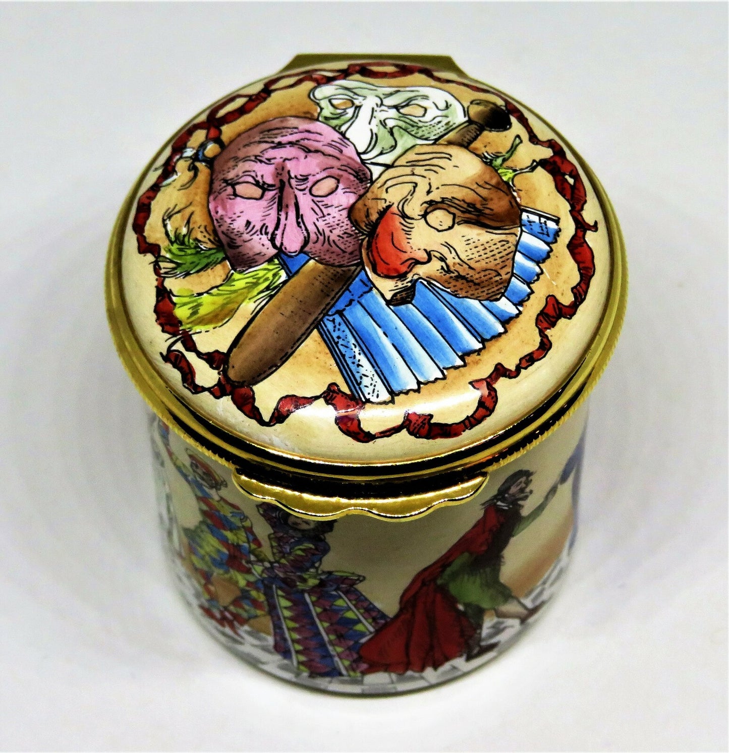 HALCYON DAYS ENAMEL BOX - COMMEDIA DELL'ARTE - ITALIAN THEATRE - LINCOLN CENTER