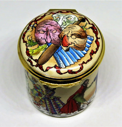 HALCYON DAYS ENAMEL BOX - COMMEDIA DELL'ARTE - ITALIAN THEATRE - LINCOLN CENTER