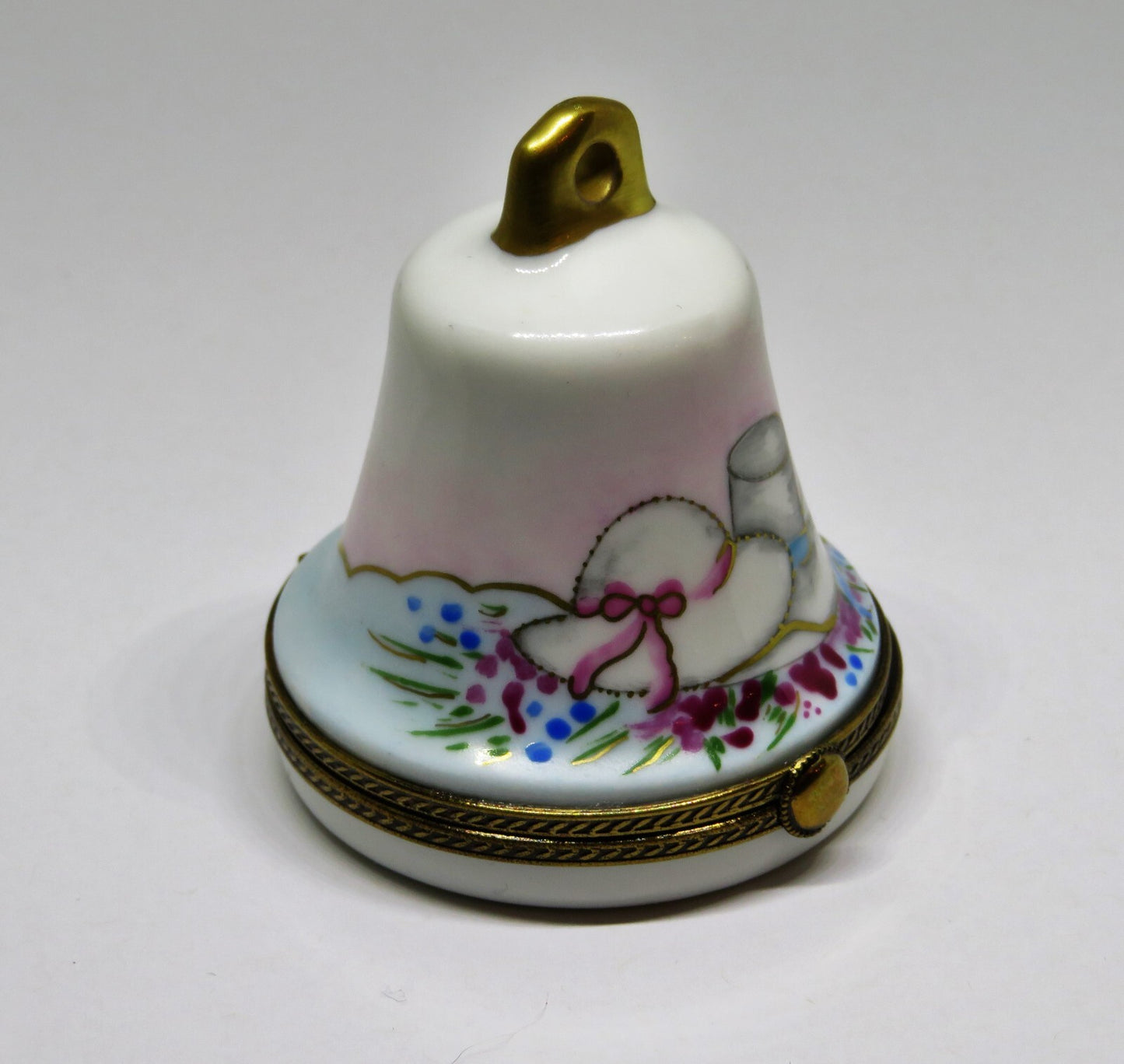 LIMOGES FRANCE BOX -CHAMART- WEDDING BELL -LILY OF THE VALLEY FLOWERS & 3D BIRDS