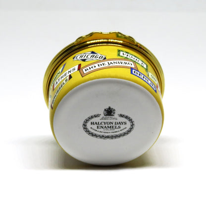 HALCYON DAYS ENAMEL BOX - "NICE TO GO TRAV'LING" - SINATRA SONG - WORLD CITIES