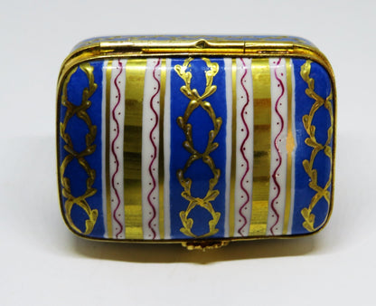 LIMOGES FRANCE BOX - LE TALLEC - BLUE & GOLD RECTANGLE - GRIGNAN BLEUE - 1948