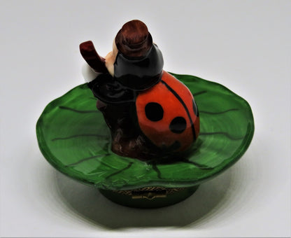 LIMOGES FRANCE BOX - WHIMSICAL LADYBUG PLAYING THE CELLO ON A LEAF - MUSIC