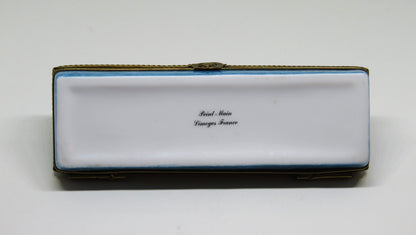 LIMOGES FRANCE BOX- CRUISE SHIP - LUXURY OCEAN LINER -SHIP'S WHEEL CLASP- TRAVEL