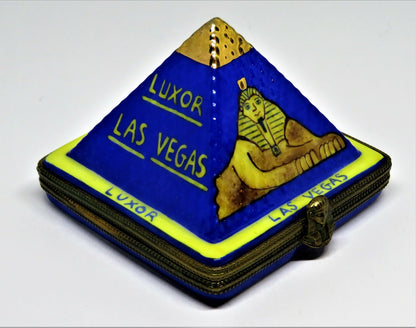 LIMOGES BOX- LUXOR EGYPTIAN PYRAMID - LAS VEGAS - SPHINX - PHARAOH - RARE