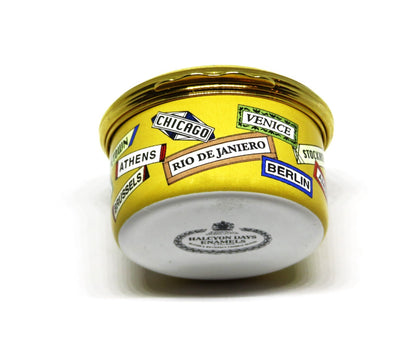 HALCYON DAYS ENAMEL BOX - "NICE TO GO TRAV'LING" - SINATRA SONG - WORLD CITIES