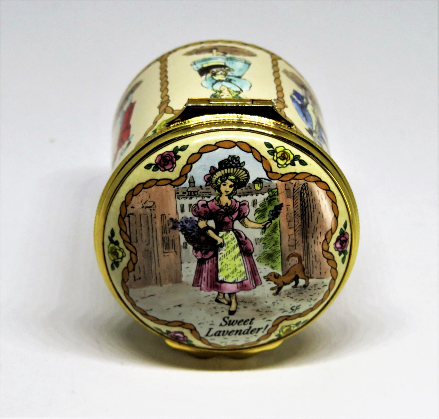 HALCYON DAYS ENAMEL BOX - "CRIES OF LONDON" - 18TH CENTURY STREET VENDORS