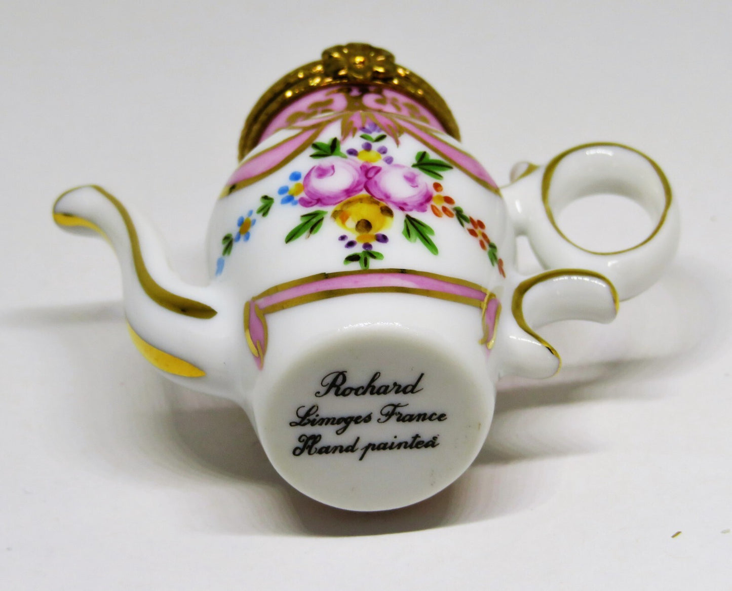 LIMOGES FRANCE BOX ~ ROCHARD ~ FLORAL TEAPOT ~ ROSES ~ TEA POT ~ COFFEE POT