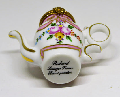 LIMOGES FRANCE BOX ~ ROCHARD ~ FLORAL TEAPOT ~ ROSES ~ TEA POT ~ COFFEE POT