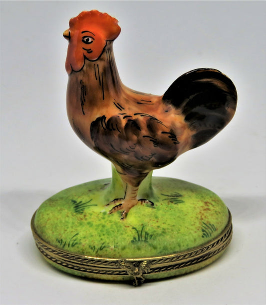 LIMOGES FRANCE BOX - LIMOGES IMPORTS - ROOSTER - CHICKEN ON NEST INSIDE - FOWL