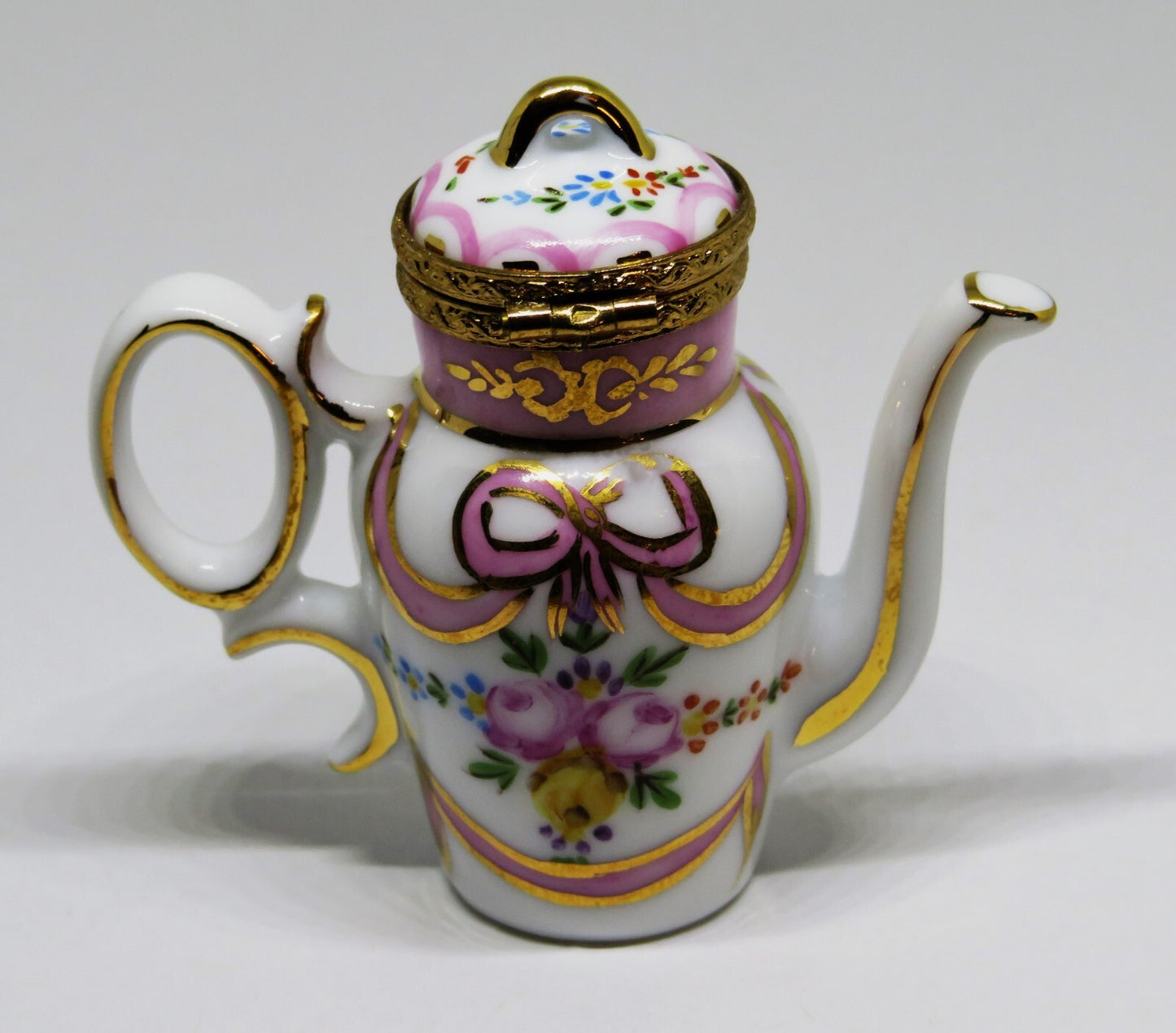 LIMOGES FRANCE BOX ~ ROCHARD ~ FLORAL TEAPOT ~ ROSES ~ TEA POT ~ COFFEE POT
