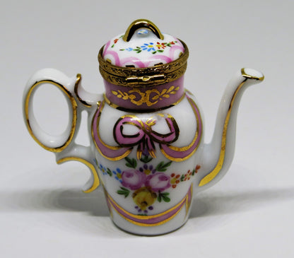 LIMOGES FRANCE BOX ~ ROCHARD ~ FLORAL TEAPOT ~ ROSES ~ TEA POT ~ COFFEE POT