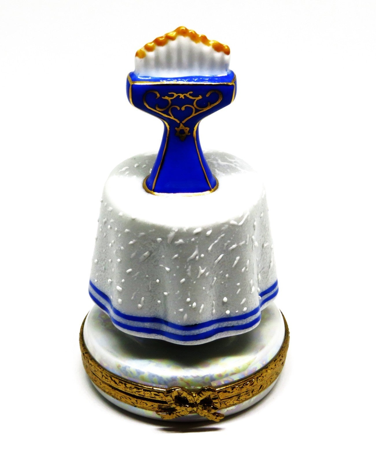 LIMOGES FRANCE BOX ~ JUDAICA ~ MENORAH ON A TABLE ~ HANUKKAH ~ JEWISH STAR