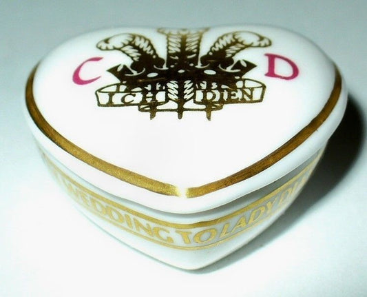 SPODE ~ ENGLISH BONE CHINA HEART SHAPED BOX ~ROYAL WEDDING 1981~ PRINCESS DIANA
