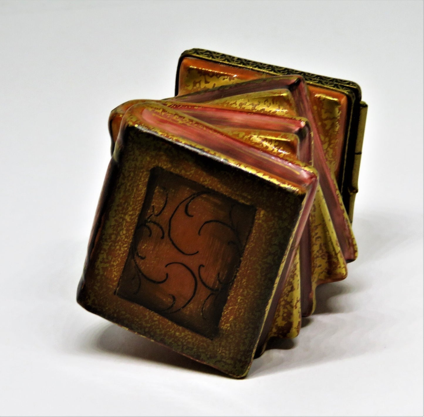 LIMOGES FRANCE BOX - CHAMART - STACK OF ANTIQUE 'LEATHER' BOUND BOOKS