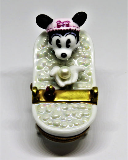 LIMOGES FRANCE BOX - ARTORIA - MINNIE MOUSE TAKING A BUBBLE BATH - DISNEY - LE