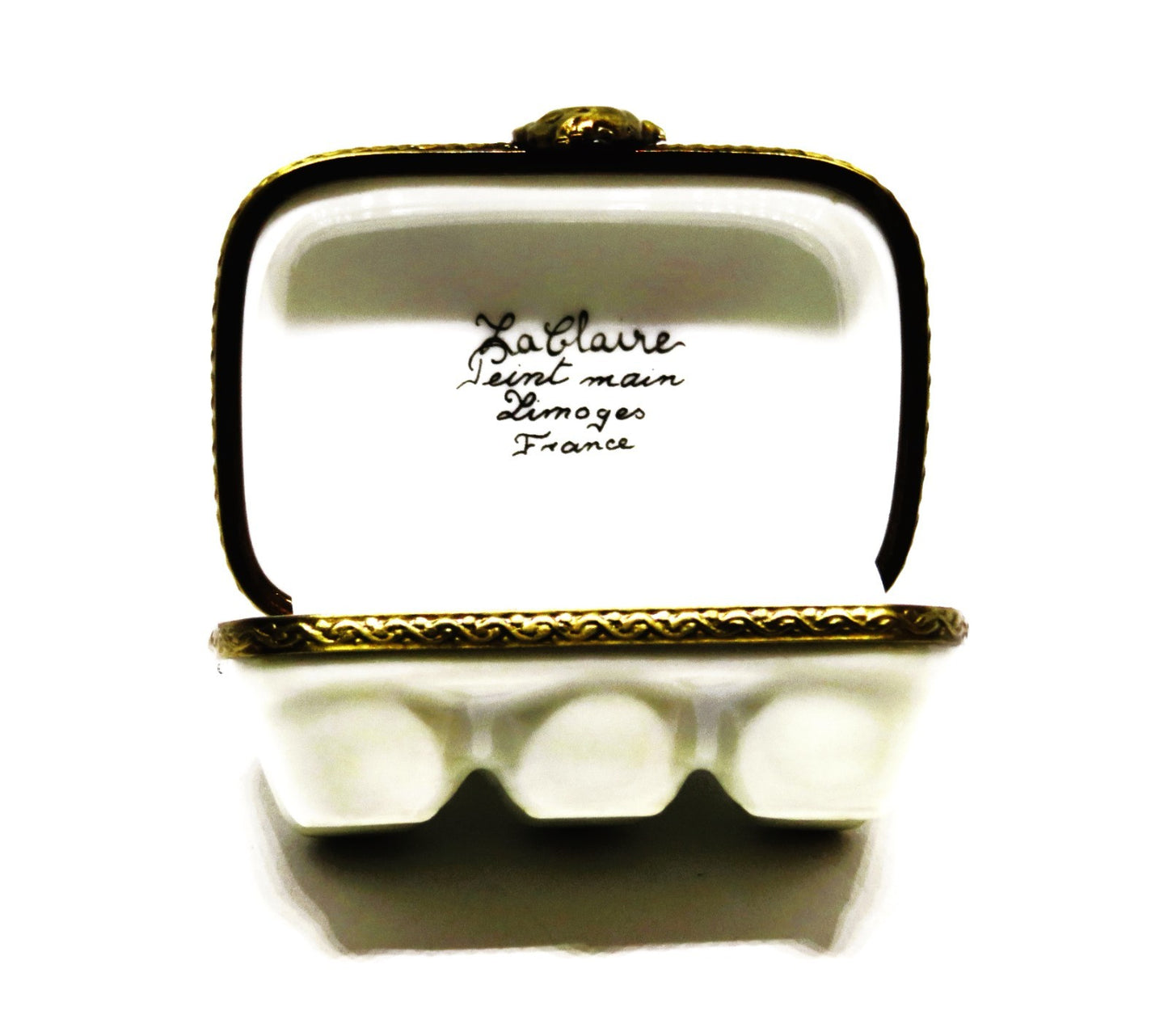 LIMOGES FRANCE BOX - LA CLAIRE - EGG CARTON & SIX ORGANIC EGGS - HENS - CHICKENS