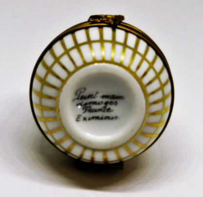 LIMOGES FRANCE BOX ~ EXIMIOUS ~ SONG BIRDS IN A ROUND CAGE ~ MUSICAL NOTES