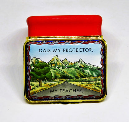 HALCYON DAYS ENGLISH ENAMEL BOX - "DAD, MY PROTECTOR, MY TEACHER" - FATHER'S DAY
