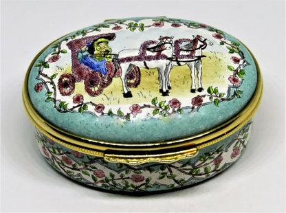 HALCYON DAYS ENAMEL BOX - FIRST TOURNAMENT OF ROSES PARADE - 1890 - PASADENA