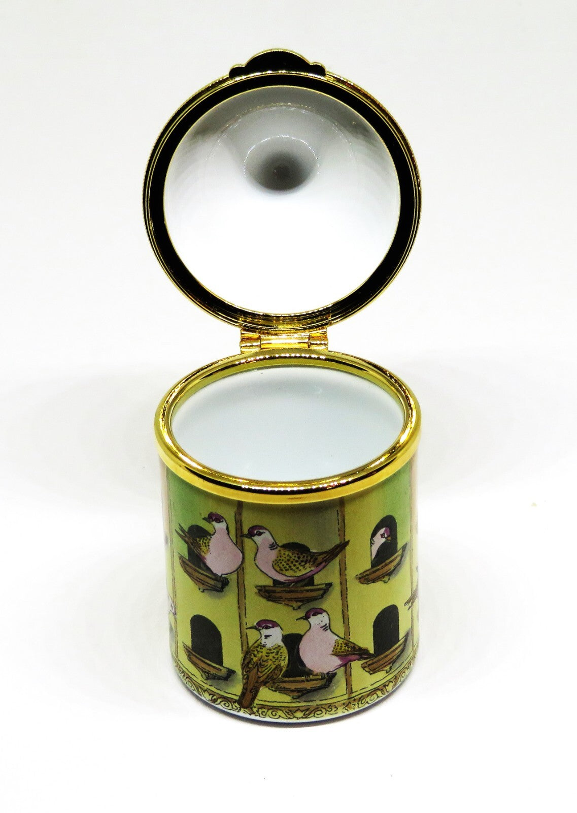 STAFFORDSHIRE ENGLISH ENAMEL BOX - DOVECOTE - BIRD HOUSE- PIGEONS - MIB
