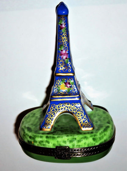 LIMOGES FRANCE BOX - FLORAL EIFFEL TOWER - ROSES - MAP OF FRANCE & WINE & GRAPES