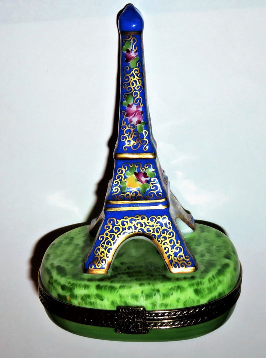 LIMOGES FRANCE BOX - FLORAL EIFFEL TOWER - ROSES - MAP OF FRANCE & WINE & GRAPES