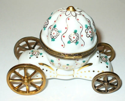 LIMOGES FRANCE BOX - CINDERELLA'S COACH - FLOWERS & SLIPPER - ROYAL CARRIAGE