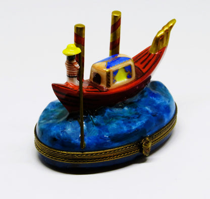 LIMOGES FRANCE BOX- GERARD RIBIERRE - GONDOLA & 3D CARNIVAL MASK INSIDE - VENICE
