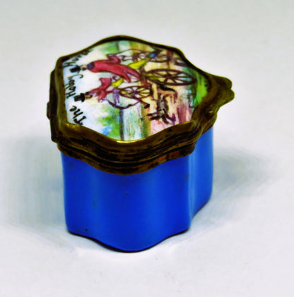 ANTIQUE ENAMEL BOX- 18TH TO 19TH CENTURY - "THE HOBBY HORSE" - MEN ON BICYCLES