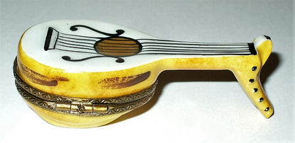 LIMOGES FRANCE BOX ~ MANDOLIN ~ LUTE ~ MUSICAL INSTRUMENT OF LOVE ~ PEINT MAIN