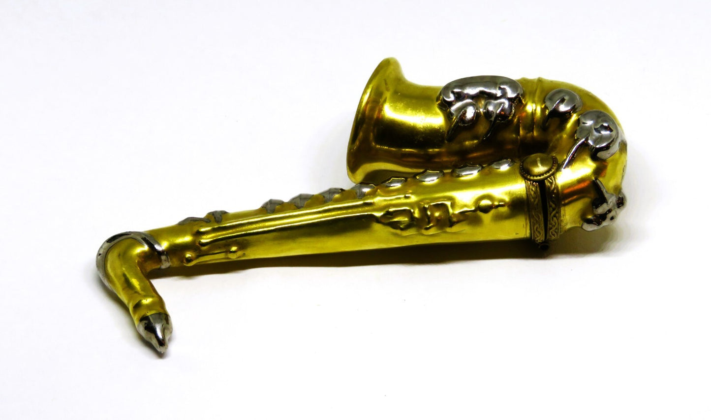 LIMOGES FRANCE BOX ~ ELDA ~ GOLD JAZZ SAXOPHONE ~MUSICAL INSTRUMENT~ LE 15/500