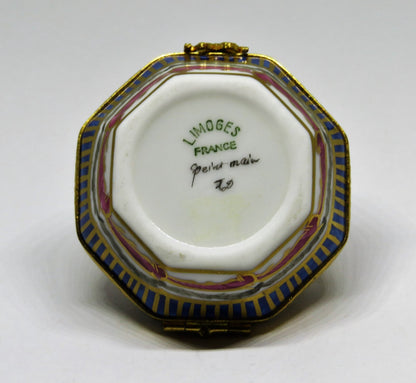 LIMOGES FRANCE BOX- UNUSUAL 8 SIDED FLORAL PYRAMID -SEVRES STYLE- FLOWERS -ROSES