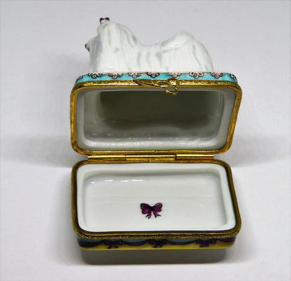 LIMOGES FRANCE BOX - ARTORIA - MALTESE DOG & GROOMING ACCESSORIES - PUPPY - LE