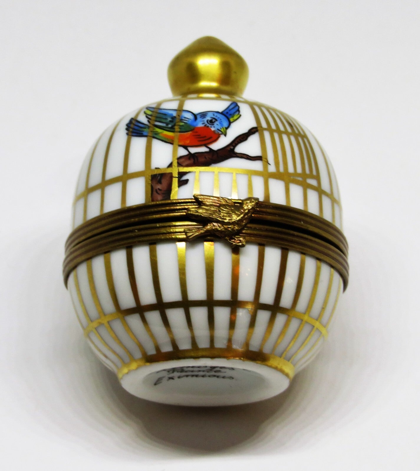 LIMOGES FRANCE BOX ~ EXIMIOUS ~ SONG BIRDS IN A ROUND CAGE ~ MUSICAL NOTES