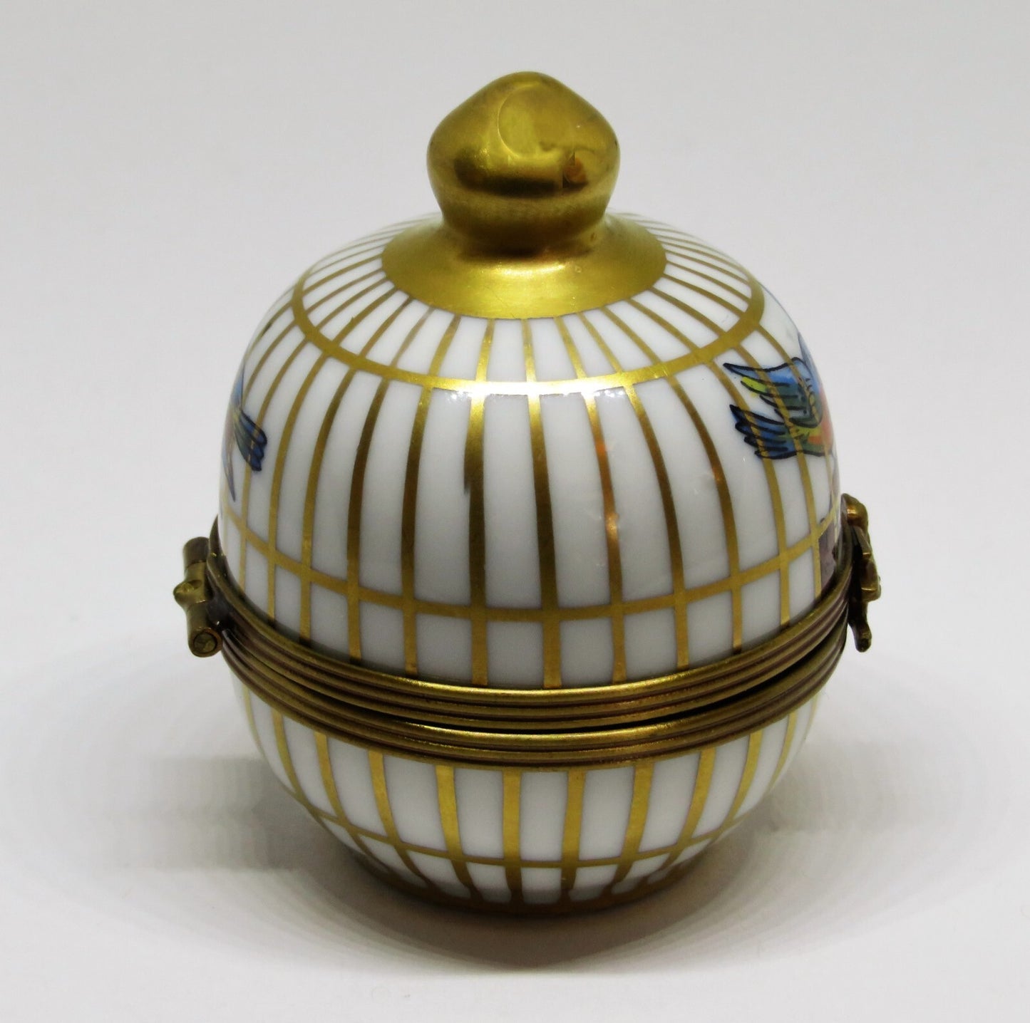 LIMOGES FRANCE BOX ~ EXIMIOUS ~ SONG BIRDS IN A ROUND CAGE ~ MUSICAL NOTES